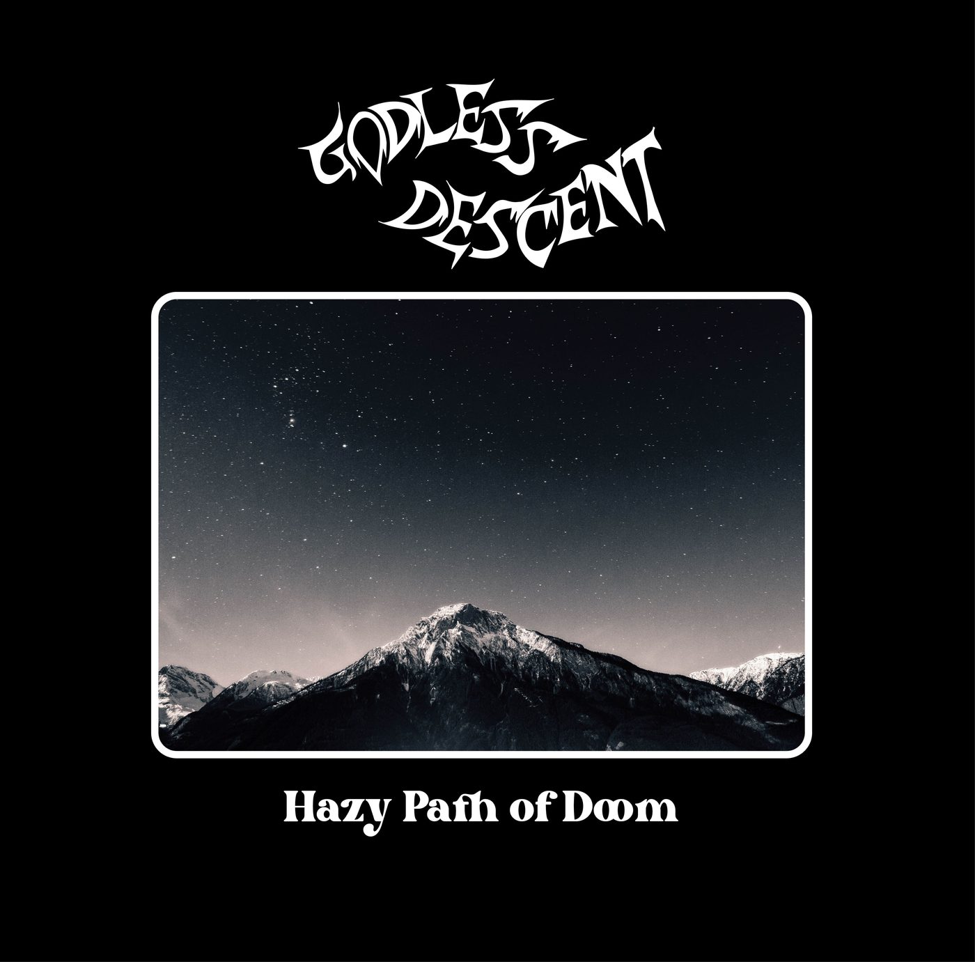 Albumcover Hazy Path of Doom – Berggipfel unter Sternenhimmel
